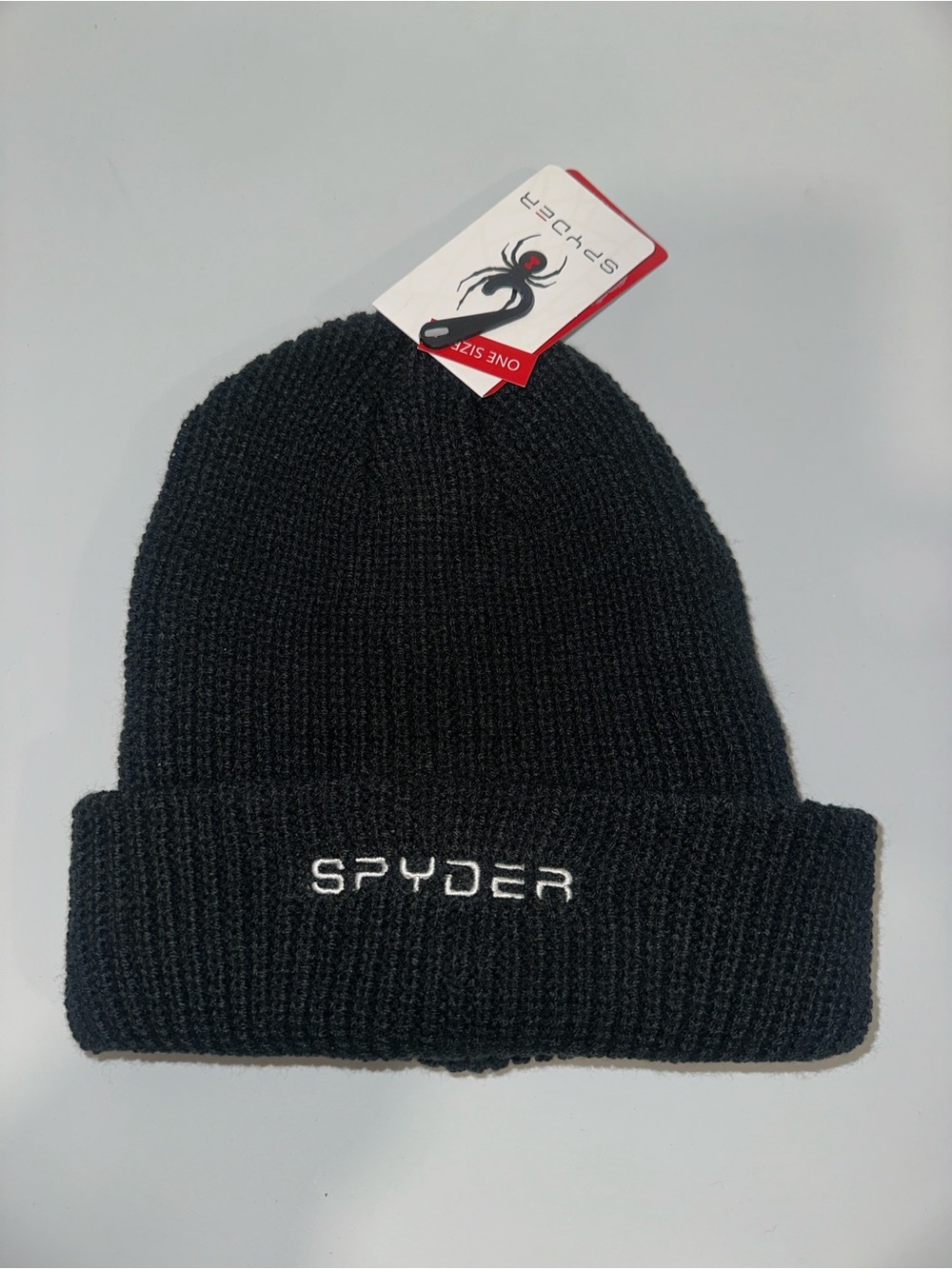SPYDER OS Boy/Girl Black Knit Cuffed Beanie Hat - Picture 6 of 13